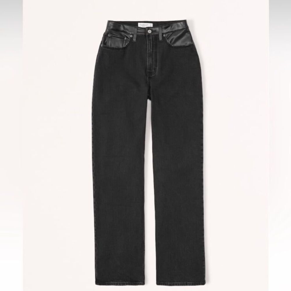 Abercrombie & Fitch Curve Love ’90s Relaxed High Rise Faux Leather Jeans 23R - Picture 6 of 11